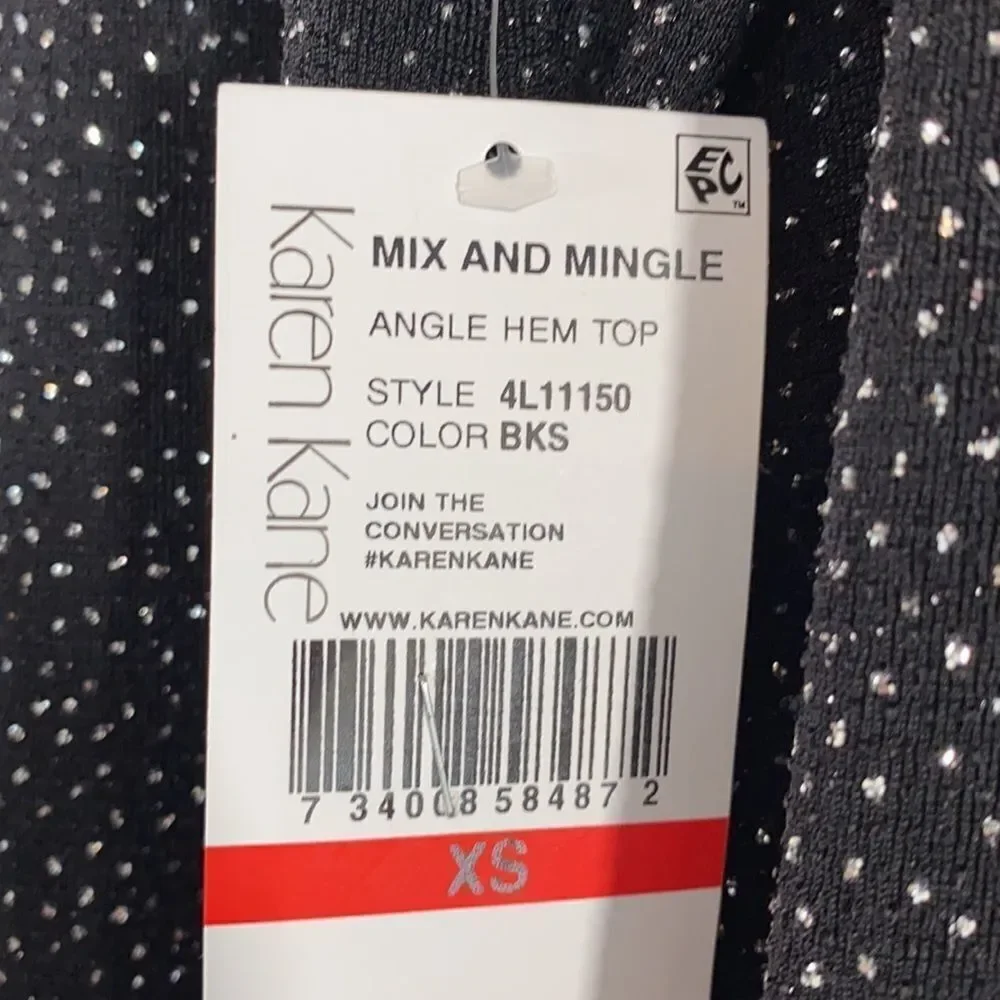 Karen Kane Sparkle Knit Angled Hem Top